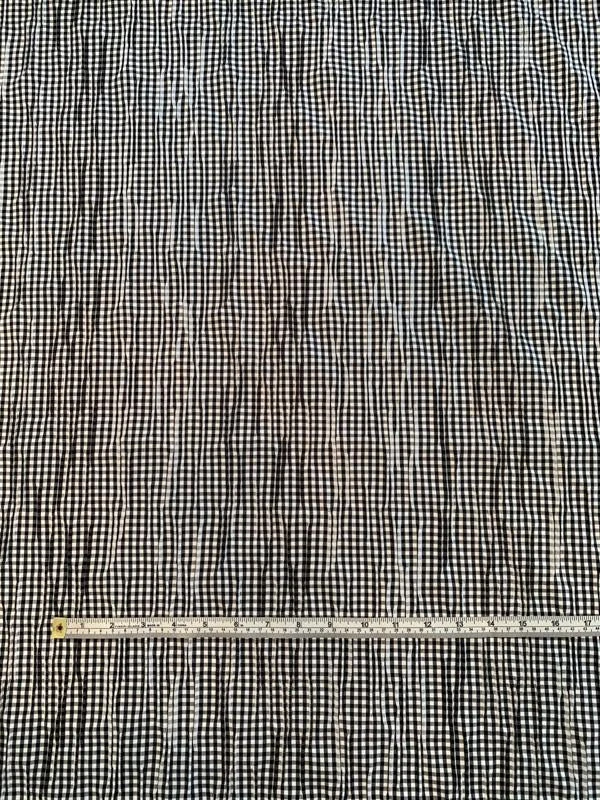 Gingham Check Cotton Shirting With Gathered Pleating - Black / White 8 Gingham Check Cotton Shirting With Gathered Pleating - Black / White - Image 6