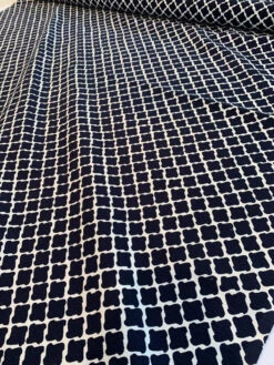 Swiss Houndstooth-Like Printed Cotton Pique - Midnight Navy / White -Fabrics And Fabrics Store 8527 4