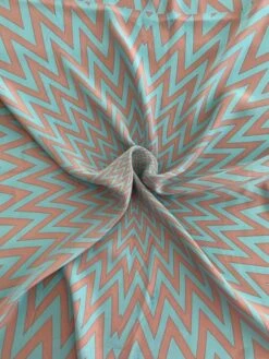 Hypnotic Chevron Star Matte-Side Printed Silk Charmeuse Panel - Seafoam / Light Mauve