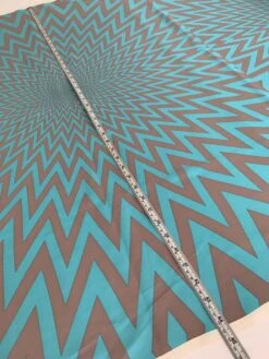 Hypnotic Chevron Star Matte-Side Printed Silk Charmeuse Panel - Seafoam / Light Mauve -Fabrics And Fabrics Store 8650 4