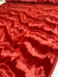 Italian Abstract Wavy Cut Velvet - Paprika Red -Fabrics And Fabrics Store 8651 4