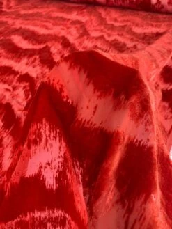 Italian Abstract Wavy Cut Velvet - Paprika Red -Fabrics And Fabrics Store 8651 5