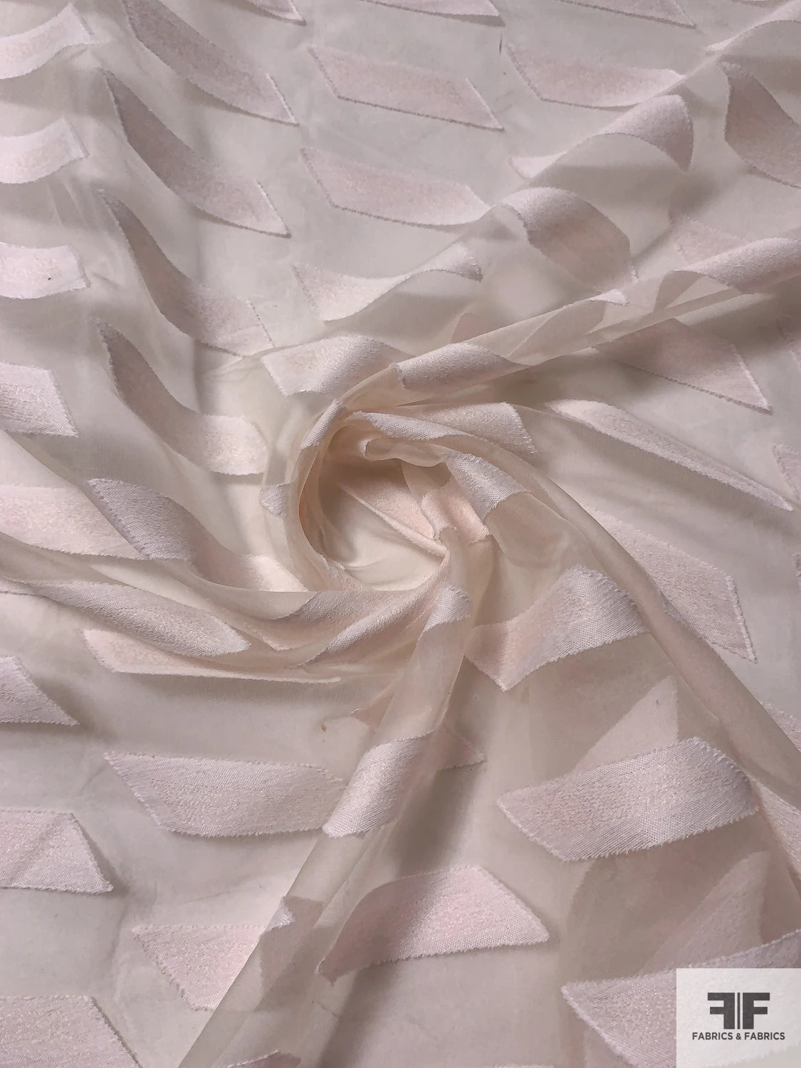 Italian Geometric Cotton Pattern With Silk Organza Base - Light Blush 3 Italian Geometric Cotton Pattern With Silk Organza Base - Light Blush