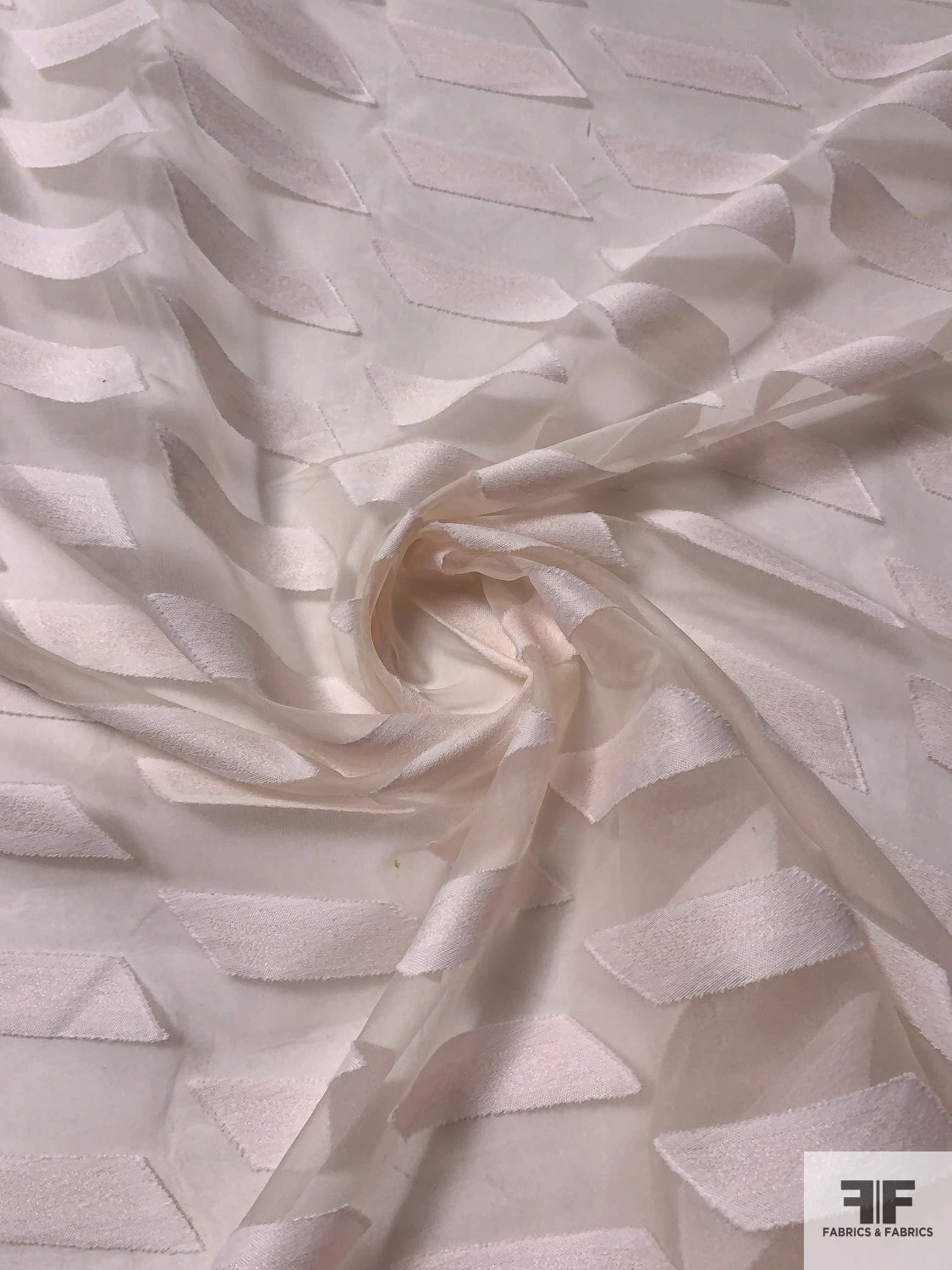 Italian Geometric Cotton Pattern With Silk Organza Base - Light Blush 5 Italian Geometric Cotton Pattern With Silk Organza Base - Light Blush - Image 3