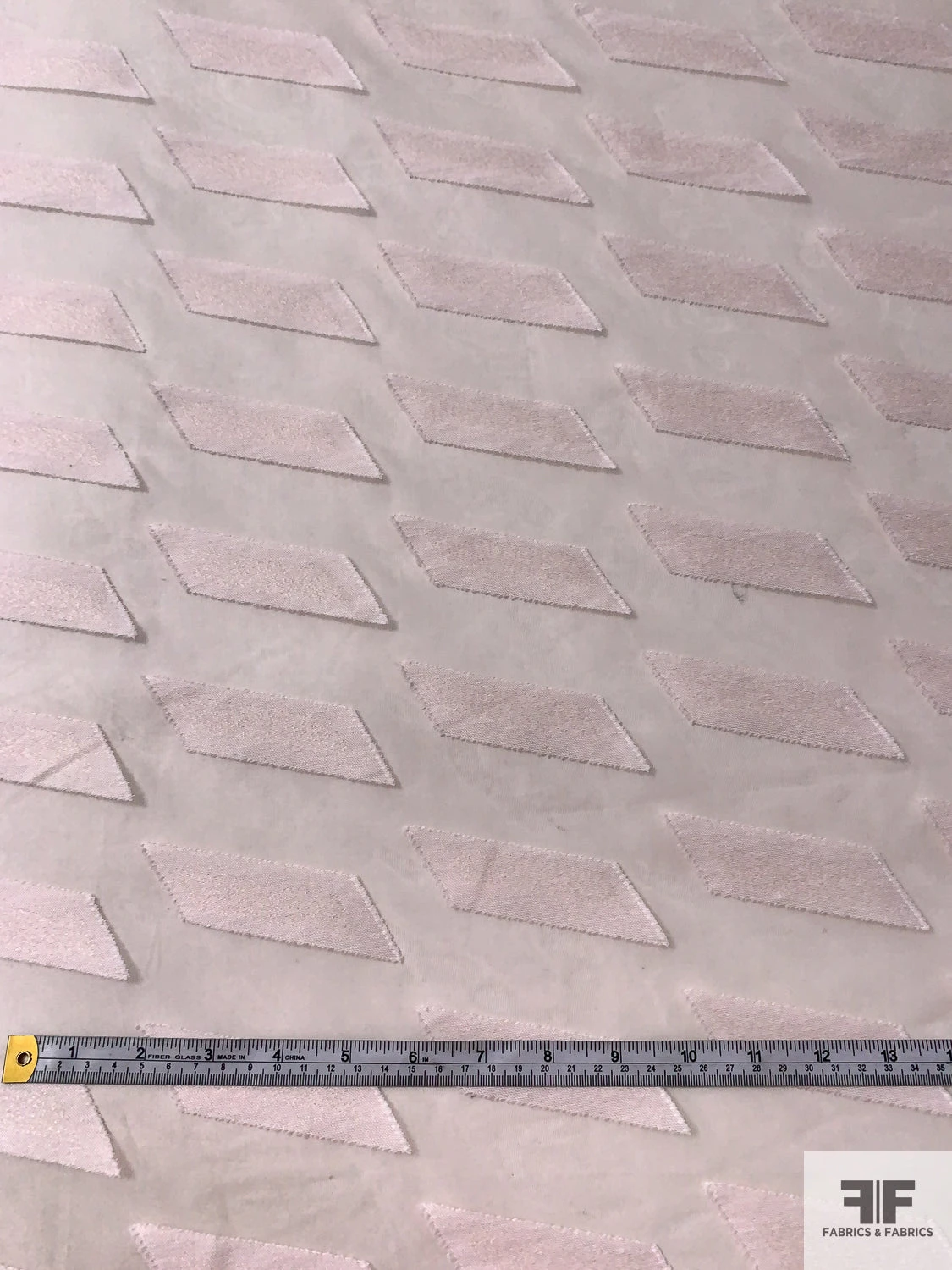 Italian Geometric Cotton Pattern With Silk Organza Base - Light Blush 7 Italian Geometric Cotton Pattern With Silk Organza Base - Light Blush - Image 5