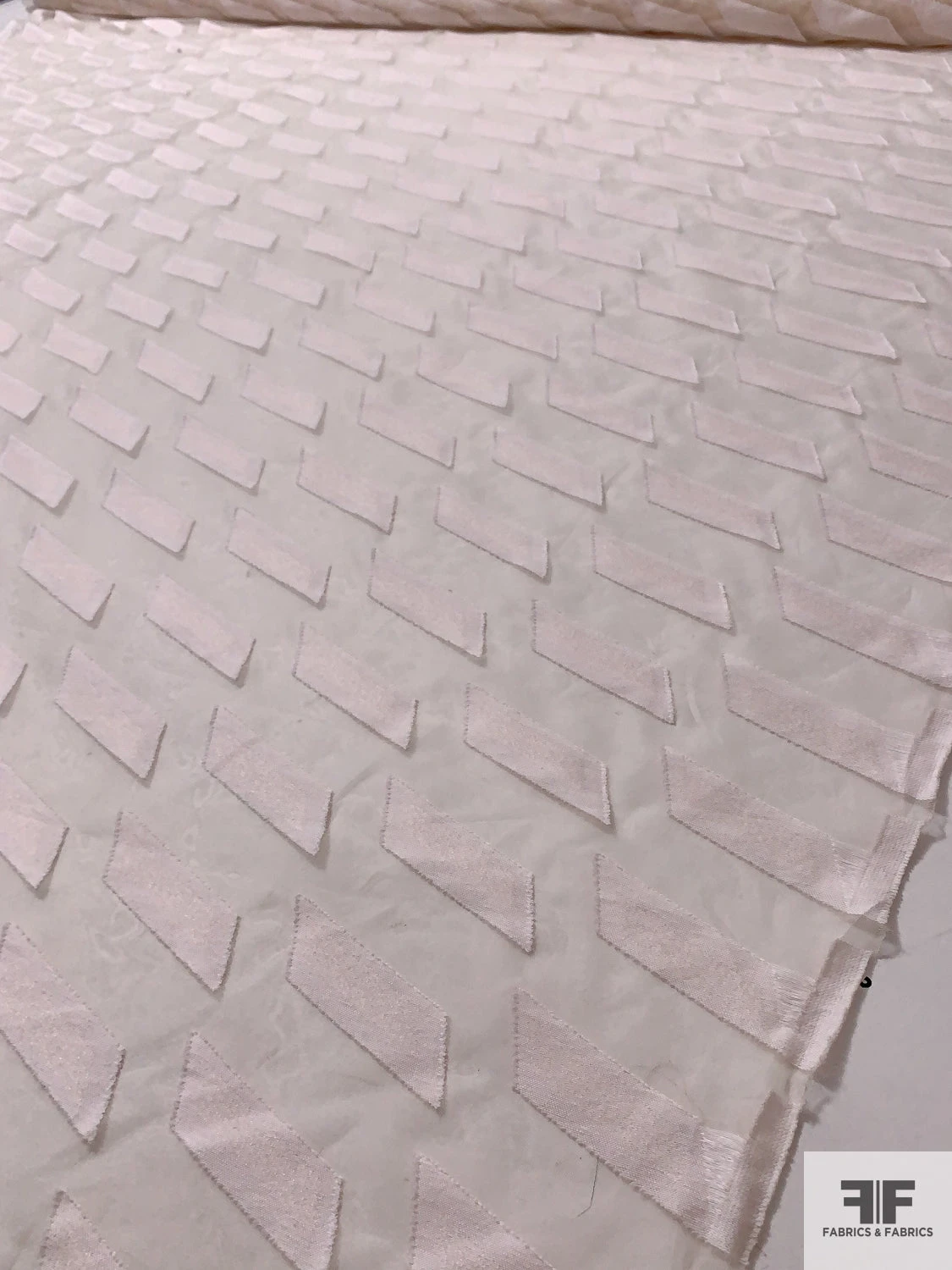 Italian Geometric Cotton Pattern With Silk Organza Base - Light Blush 9 Italian Geometric Cotton Pattern With Silk Organza Base - Light Blush - Image 7