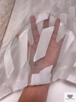 Italian Geometric Cotton Pattern With Silk Organza Base - Light Blush 17 Italian Geometric Cotton Pattern With Silk Organza Base - Light Blush -Fabrics And Fabrics Store 8913 7