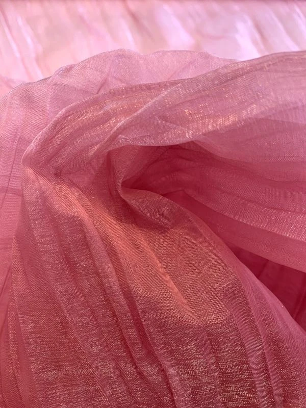 Italian Crinkled Polyester Organza - Shimmery Pink 5 Italian Crinkled Polyester Organza - Shimmery Pink - Image 3