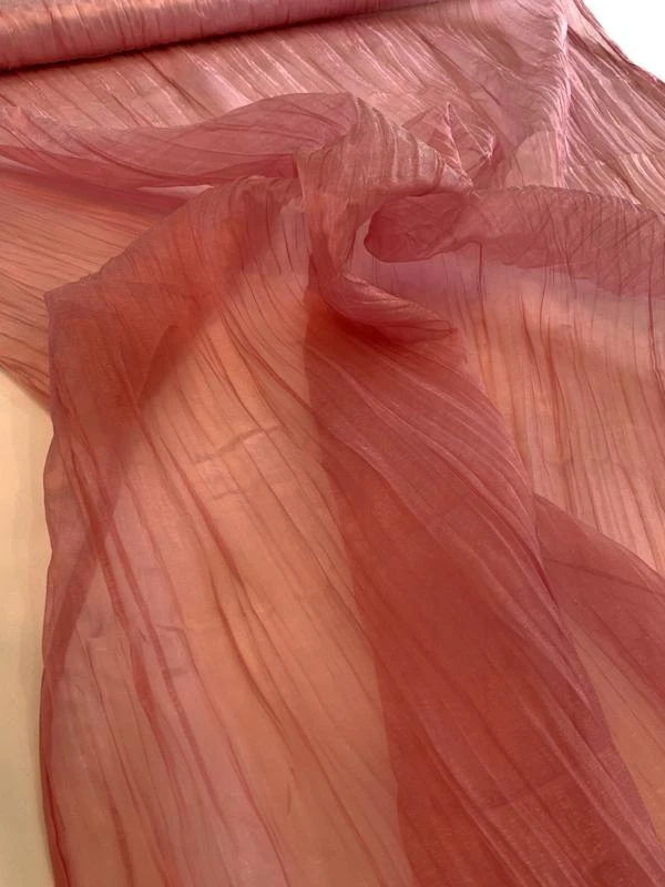 Italian Crinkled Polyester Organza - Shimmery Pink 6 Italian Crinkled Polyester Organza - Shimmery Pink - Image 4
