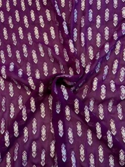 Geometric Clip Lurex Shape On Rayon Chiffon - Purple / Silver
