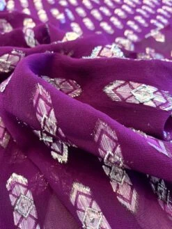Geometric Clip Lurex Shape On Rayon Chiffon - Purple / Silver 10 Geometric Clip Lurex Shape On Rayon Chiffon - Purple / Silver -Fabrics And Fabrics Store 8941 3