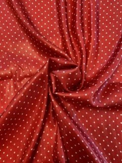 Italian Polka Dot Printed Silk And Poly Lamé - Red / White