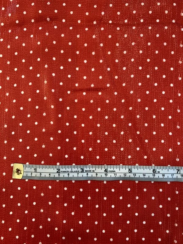 Italian Polka Dot Printed Silk And Poly Lamé - Red / White 7 Italian Polka Dot Printed Silk And Poly Lamé - Red / White - Image 5