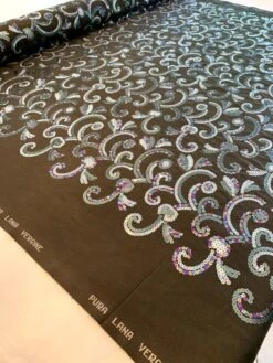 Italian Pure Virgin Wool Suiting With Sequins - Dark Olive Green -Fabrics And Fabrics Store 9025 0720