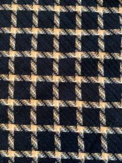 Italian Windowpane Pattern Virgin Wool Tweed - Black / Orange / Off-White -Fabrics And Fabrics Store 9029 0752
