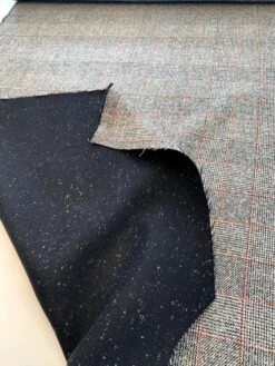 Italian Double-Face Glen Plaid And Speckled Jacket Weight Wool - Black / White / Grey / Red