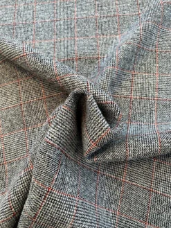 Italian Double-Face Glen Plaid And Speckled Jacket Weight Wool - Black / White / Grey / Red 10 Italian Double-Face Glen Plaid And Speckled Jacket Weight Wool - Black / White / Grey / Red -Fabrics And Fabrics Store 9036 0808
