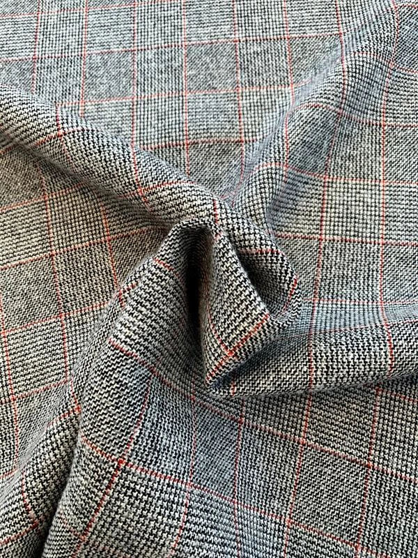 Italian Double-Face Glen Plaid And Speckled Jacket Weight Wool - Black / White / Grey / Red 5 Italian Double-Face Glen Plaid And Speckled Jacket Weight Wool - Black / White / Grey / Red - Image 3