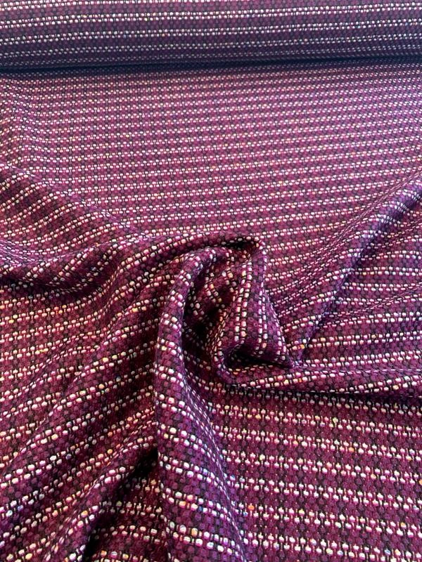 Italian Woven Striped Virgin Wool Blend Tweed - Grape Purple / Periwinkle / Black 5 Italian Woven Striped Virgin Wool Blend Tweed - Grape Purple / Periwinkle / Black - Image 3