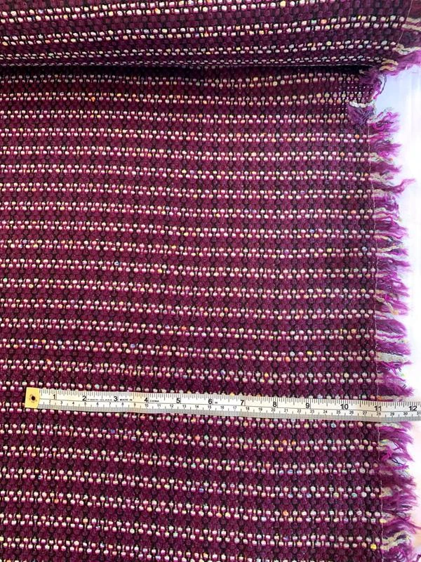Italian Woven Striped Virgin Wool Blend Tweed - Grape Purple / Periwinkle / Black 8 Italian Woven Striped Virgin Wool Blend Tweed - Grape Purple / Periwinkle / Black - Image 6