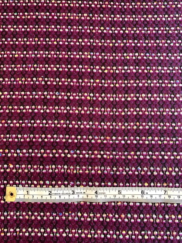 Italian Woven Striped Virgin Wool Blend Tweed - Grape Purple / Periwinkle / Black 9 Italian Woven Striped Virgin Wool Blend Tweed - Grape Purple / Periwinkle / Black - Image 7