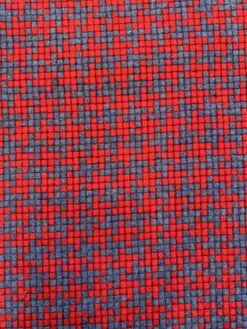 Italian Boxy Houndstooth Jacket Weight Wool Tweed - Red / Postal Blue