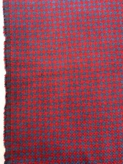 Italian Boxy Houndstooth Jacket Weight Wool Tweed - Red / Postal Blue -Fabrics And Fabrics Store 9055 3