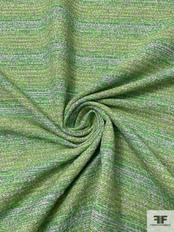 Italian Classic Tweed With Silver Shimmer Threads - Shades Of Green / White / Silver Lurex
