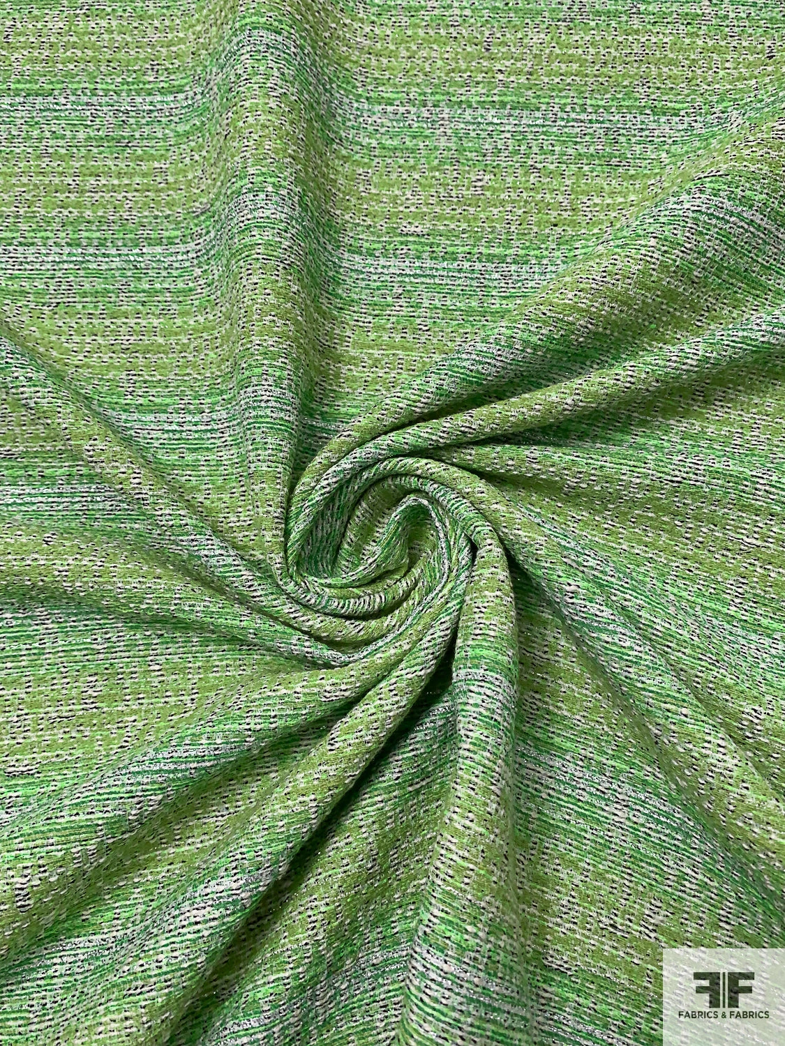 Italian Classic Tweed With Silver Shimmer Threads - Shades Of Green / White / Silver Lurex 3 Italian Classic Tweed With Silver Shimmer Threads - Shades Of Green / White / Silver Lurex