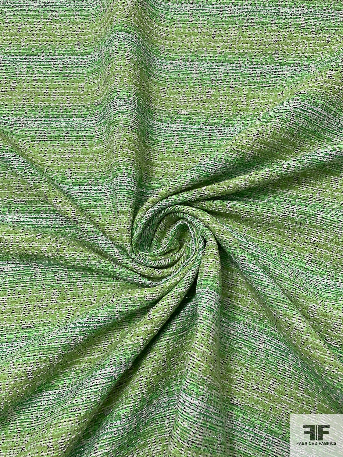 Italian Classic Tweed With Silver Shimmer Threads - Shades Of Green / White / Silver Lurex 5 Italian Classic Tweed With Silver Shimmer Threads - Shades Of Green / White / Silver Lurex - Image 3