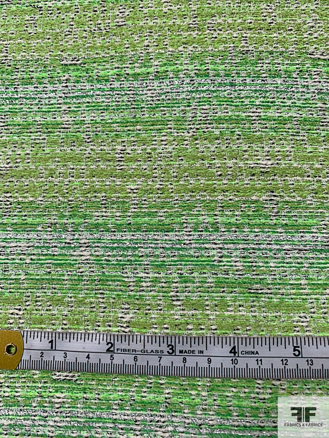 Italian Classic Tweed With Silver Shimmer Threads - Shades Of Green / White / Silver Lurex 7 Italian Classic Tweed With Silver Shimmer Threads - Shades Of Green / White / Silver Lurex - Image 5