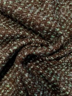 Italian Classic Boucle Tweed Jacket Weight Wool Blend - Moss Green / Black