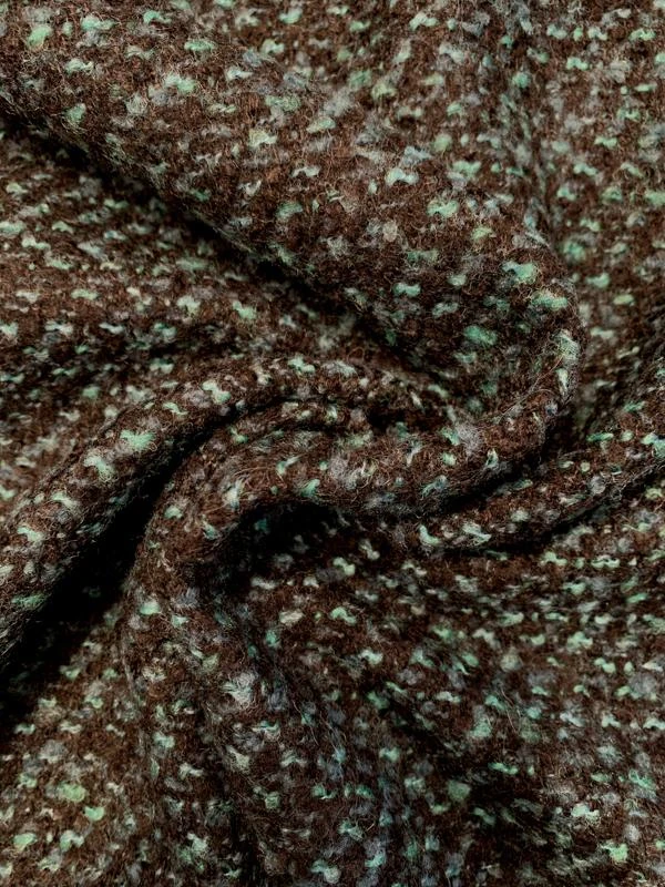 Italian Classic Boucle Tweed Jacket Weight Wool Blend - Moss Green / Black 4 Italian Classic Boucle Tweed Jacket Weight Wool Blend - Moss Green / Black - Image 2