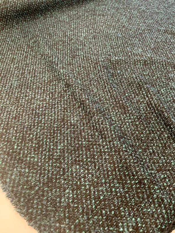 Italian Classic Boucle Tweed Jacket Weight Wool Blend - Moss Green / Black 6 Italian Classic Boucle Tweed Jacket Weight Wool Blend - Moss Green / Black - Image 4