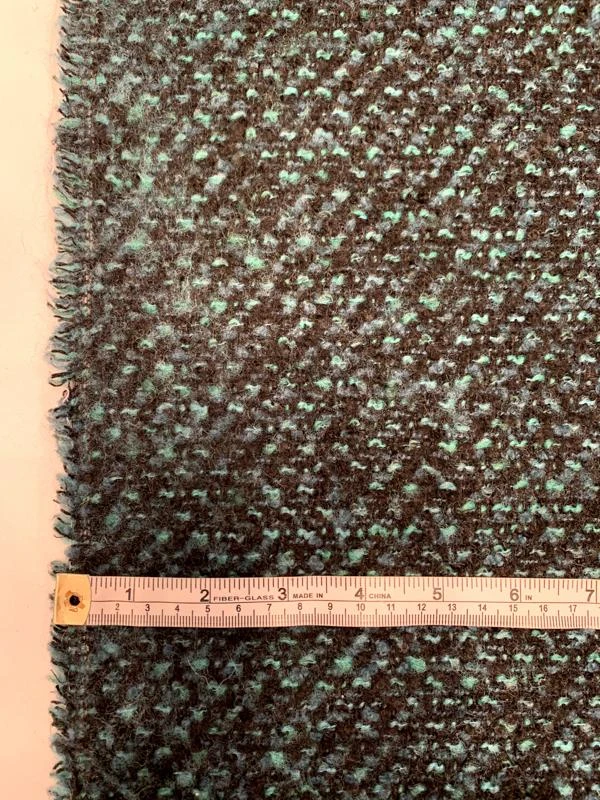 Italian Classic Boucle Tweed Jacket Weight Wool Blend - Moss Green / Black 7 Italian Classic Boucle Tweed Jacket Weight Wool Blend - Moss Green / Black - Image 5