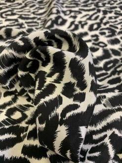 Animal Pattern Printed Silk Crepe De Chine - Black / Ivory