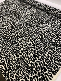 Animal Pattern Printed Silk Crepe De Chine - Black / Ivory -Fabrics And Fabrics Store 9093 3