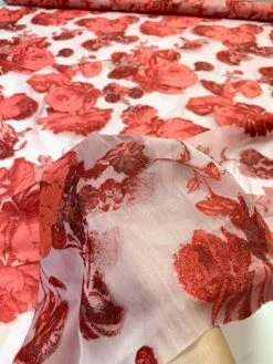Italian Lela Rose Oversize Floral Fil Coupé Organza - Peony / Pink / Red / White 16 Italian Lela Rose Oversize Floral Fil Coupé Organza - Peony / Pink / Red / White -Fabrics And Fabrics Store 9155 4