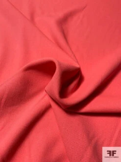 Italian Double Faced Wool Crepe With Stretch - Bright Coral