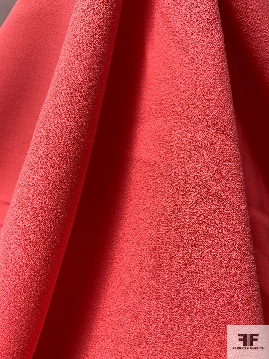 Italian Double Faced Wool Crepe With Stretch - Bright Coral 6 Italian Double Faced Wool Crepe With Stretch - Bright Coral - Image 4