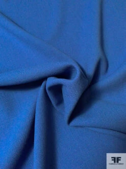 Italian Double Faced Wool Crepe With Stretch - Blue