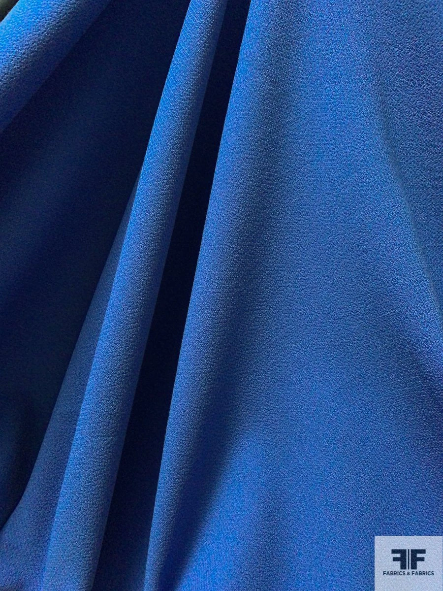 Italian Double Faced Wool Crepe With Stretch - Blue 6 Italian Double Faced Wool Crepe With Stretch - Blue - Image 4