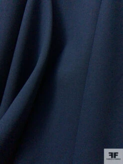 Italian Double Faced Wool Crepe With Stretch - Navy