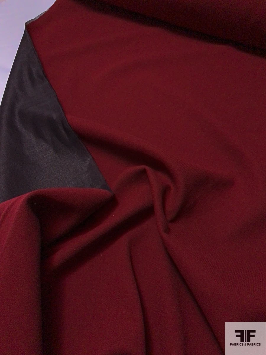 Italian Double Faced Wool Crepe With Fused Back And Stretch - Bordeaux 4 Italian Double Faced Wool Crepe With Fused Back And Stretch - Bordeaux - Image 2
