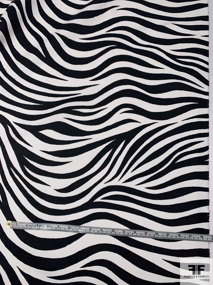 Zebra Printed Stretch Cotton Sateen - Black / White 7 Zebra Printed Stretch Cotton Sateen - Black / White - Image 5