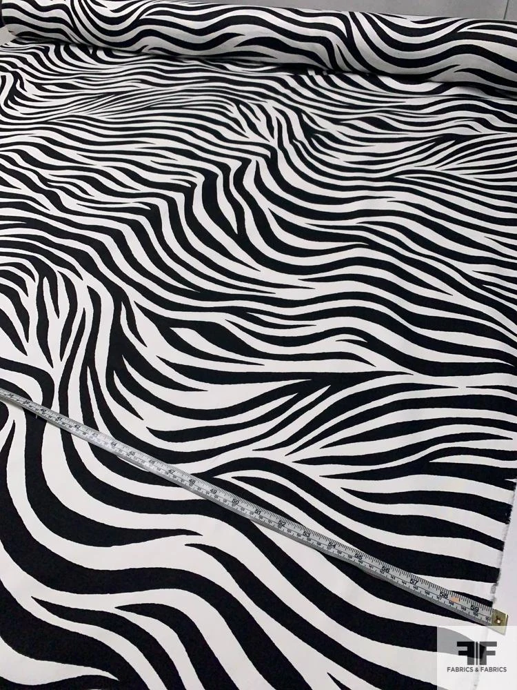 Zebra Printed Stretch Cotton Sateen - Black / White 8 Zebra Printed Stretch Cotton Sateen - Black / White - Image 6