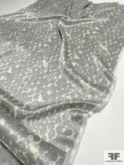 Abstract Printed Silk Charmeuse With Lurex Thread Detailing - Grey / Cream / Silver -Fabrics And Fabrics Store 9361 2