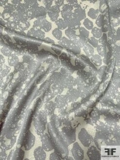 Abstract Printed Silk Charmeuse With Lurex Thread Detailing - Grey / Cream / Silver -Fabrics And Fabrics Store 9361 4