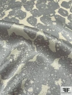 Abstract Printed Silk Charmeuse With Lurex Thread Detailing - Grey / Cream / Silver -Fabrics And Fabrics Store 9361 6