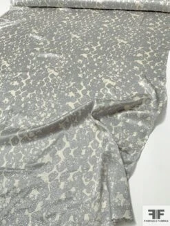 Abstract Printed Silk Charmeuse With Lurex Thread Detailing - Grey / Cream / Silver -Fabrics And Fabrics Store 9361 7